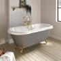 Matt Grey Double Ended Freestanding Bath with Brushed Brass Feet  1515 x 740mm - Park Royal