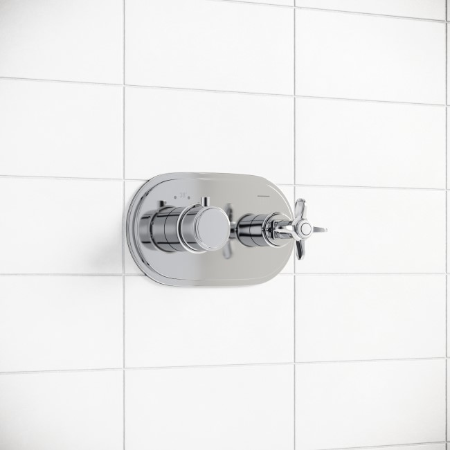 Chrome Single Outlet Ceiling  Mounted Thermostatic Mixer Shower Set - Camden