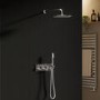 Chrome Dual Outlet Wall Mounted Thermostatic Mixer Shower Set with Hand Shower - Flow