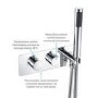 Chrome Dual Outlet Wall Mounted Thermostatic Mixer Shower Set with Hand Shower - Flow