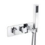 Chrome Dual Outlet Wall Mounted Thermostatic Mixer Shower Set with Hand Shower - Cube