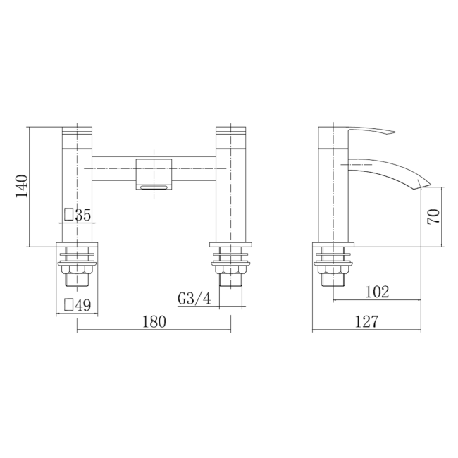 Black Bath Mixer Tap - Wave