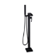 Black Freestanding Bath Shower Mixer Tap - Wave