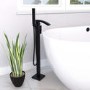 Matt Black Waterfall Freestanding Tap & Basin Tap Pack - Wave