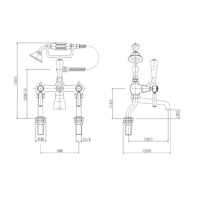 Gold Freestanding Bath Shower Mixer Tap - Helston