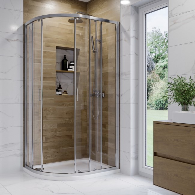 1000 x 800mm Left Hand Offset Quadrant Shower Enclosure Suite with Toilet & Basin - Carina