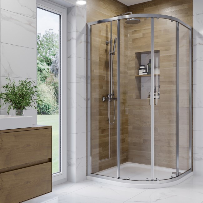 1200 x 800mm Right Hand Offset Quadrant Shower Enclosure Suite with Toilet & Basin - Carina