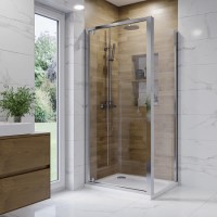 Chrome 6mm Glass Rectangular Hinged Shower Enclosure 800x700mm - Carina