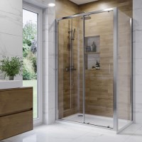 Chrome 6mm Glass Rectangular Sliding Shower Enclosure with Shower Tray 1200x800mm - Carina