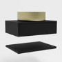 600mm Black Wall Hung Countertop Vanity Unit with  Brass Basin and Shelves - Lugo