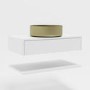 800mm White Wall Hung Countertop Vanity Unit with Brass Basin and Shelves - Lugo