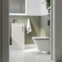 Wall Hung Toilet and White Gloss Basin Vanity Unit Cloakroom Suite - Ashford