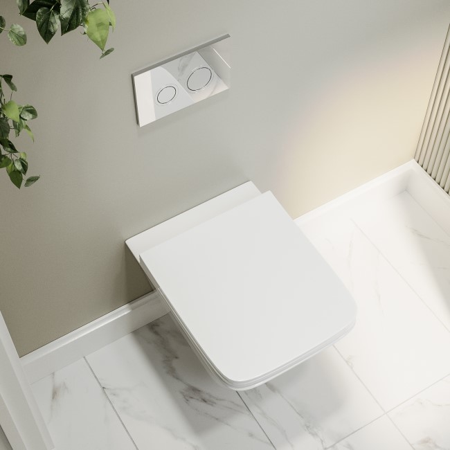 Wall Hung Toilet and White Gloss Basin Vanity Unit Cloakroom Suite - Ashford