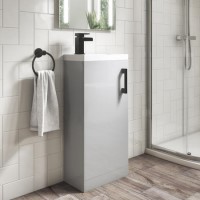 400mm Grey Cloakroom Freestanding Vanity Unit with Basin and Black Handle - Ashford