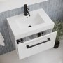 600mm White Wall Hung Vanity Unit with Basin and Black Handle - Ashford