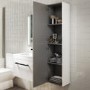 Double Door White  Wall Hung Tall Bathroom Cabinet with Black Handles 350 1400mm- Ashford