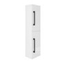 Double Door White  Wall Hung Tall Bathroom Cabinet with Black Handles 350 1400mm- Ashford