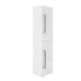 Double Door White  Wall Hung Tall Bathroom Cabinet with Chrome Handles 350 x 1400mm- Ashford