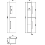 Double Door Grey Wall Hung Tall Bathroom Cabinet with Black Handles 350 x 1400mm - Ashford