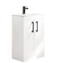 600mm White Freestanding Vanity Unit with Basin and Black Handle - Ashford