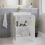 600 mm White Freestanding Vanity Unit with Basin and Brass Handle - Ashford