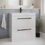 800mm White Freestanding Vanity Unit with Basin and Black Handles - Ashford