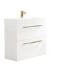 800mm White Freestanding Vanity Unit with Basin and Brass Handles - Ashford