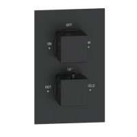 Black 2 Outlet Concealed Thermostatic Shower Valve with Dual Control - Zana