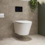 Wall Hung Toilet with Soft Close Seat Black Glass Sensor Pneumatic Flush Plate 820mm Frame & Cistern - Newport