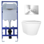 Wall Hung Toilet with Soft Close Seat Chrome Mechanical Flush Plate with 1160mm Frame & Cistern - Newport