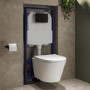 Wall Hung Toilet with Soft Close Seat Matt Black Mechanical Flush Plate with 1160mm Frame & Cistern - Newport