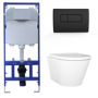 Wall Hung Toilet with Soft Close Seat Brushed Brass Pneumatic Flush Plate 1170mm Frame & Cistern - Newport