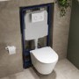 Wall Hung Toilet with Soft Close Seat White Glass Sensor Pneumatic Flush Plate 1170mm Frame & Cistern - Newport