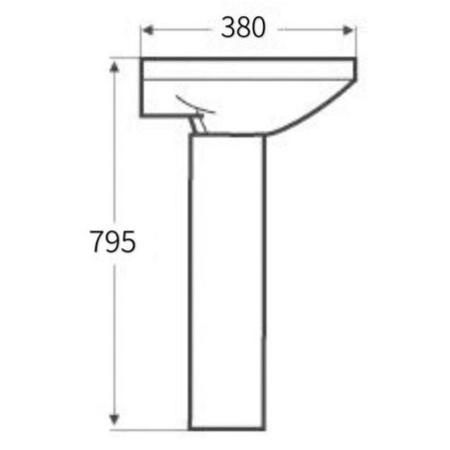 Rectangular Pedestal Basin 460mm - Tabor