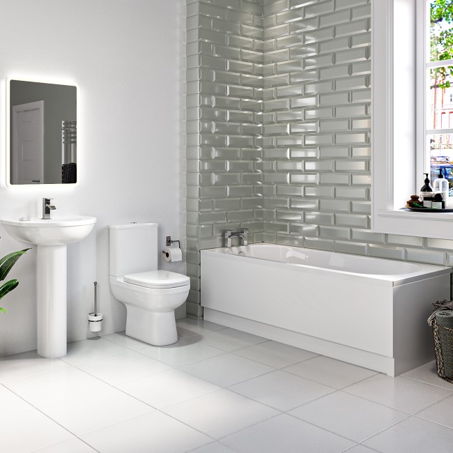 Single Ended 1700mm Bath Suite with Toilet Basin and Panels - Alton