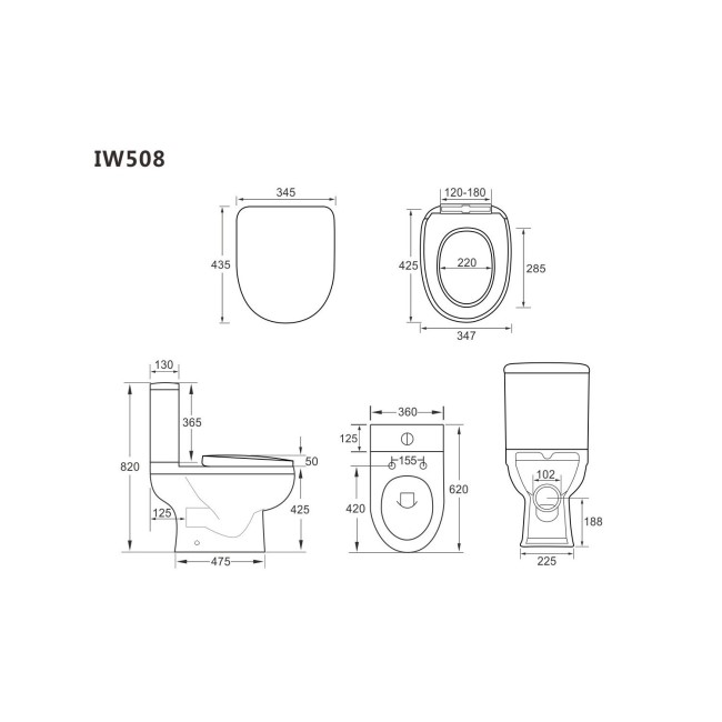 Single Ended 1700mm Bath Suite with Toilet Basin and Panels - Alton