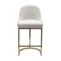 Set of 2 Beige Boucle Kitchen Stools with Brass Legs - Callie