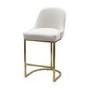 Set of 2 Beige Boucle Kitchen Stools with Brass Legs - Callie