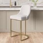 Set of 4 Beige Boucle Kitchen Stools with Brass Legs - Callie