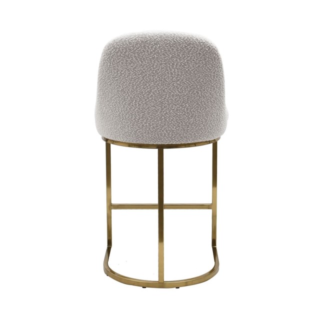 Set of 4 Beige Boucle Kitchen Stools with Brass Legs - Callie