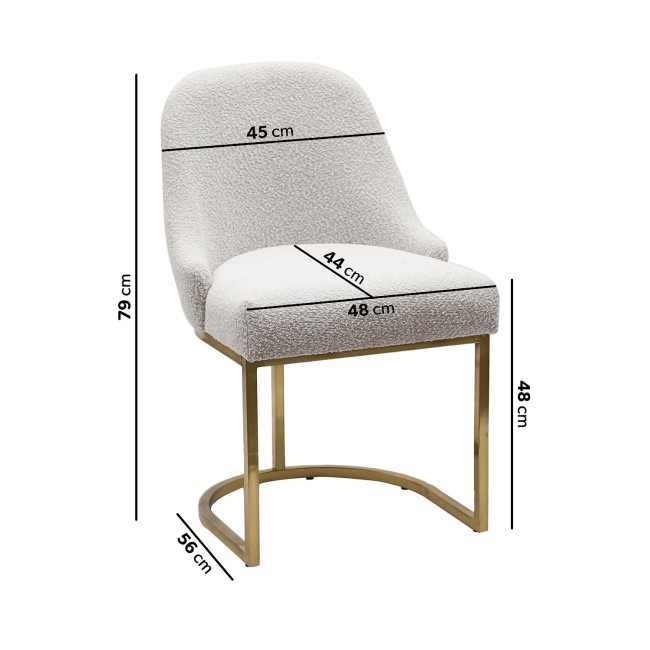 Set of 6 Beige Boucle Dining Chairs with Gold Legs - Callie