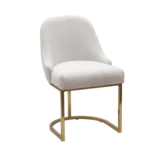 Set of 6 Beige Boucle Dining Chairs with Gold Legs - Callie