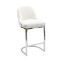 Beige Boucle and Chrome Kitchen Stool - Callie