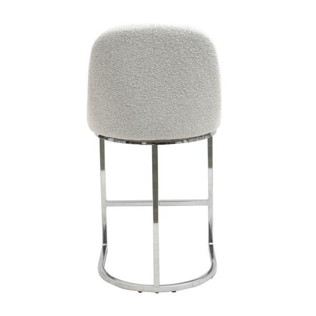 Beige Boucle and Chrome Kitchen Stool - Callie