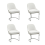 Set of 4 Beige Boucle Dining Chairs with Chrome Legs - Callie