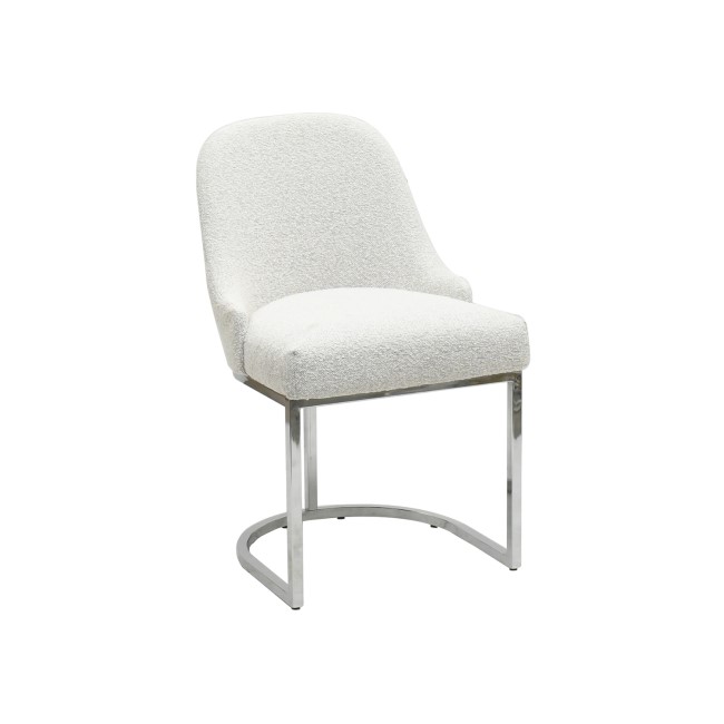 Set of 4 Beige Boucle Dining Chairs with Chrome Legs - Callie