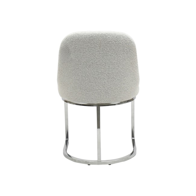 Set of 4 Beige Boucle Dining Chairs with Chrome Legs - Callie