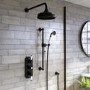 Black Dual Outlet Wall Mounted Thermostatic Mixer Shower Set with Hand Shower - Cambridge