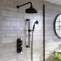 Black Dual Outlet Wall Mounted Thermostatic Mixer Shower Set with Hand Shower - Cambridge