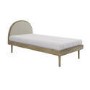 Single Wooden Bed Frame with Beige Linen Headboard - Cara